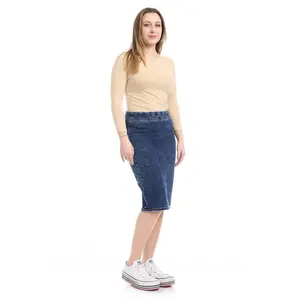 Denim Blue Modest Jean Pencil Skirt for Women 'Venice'