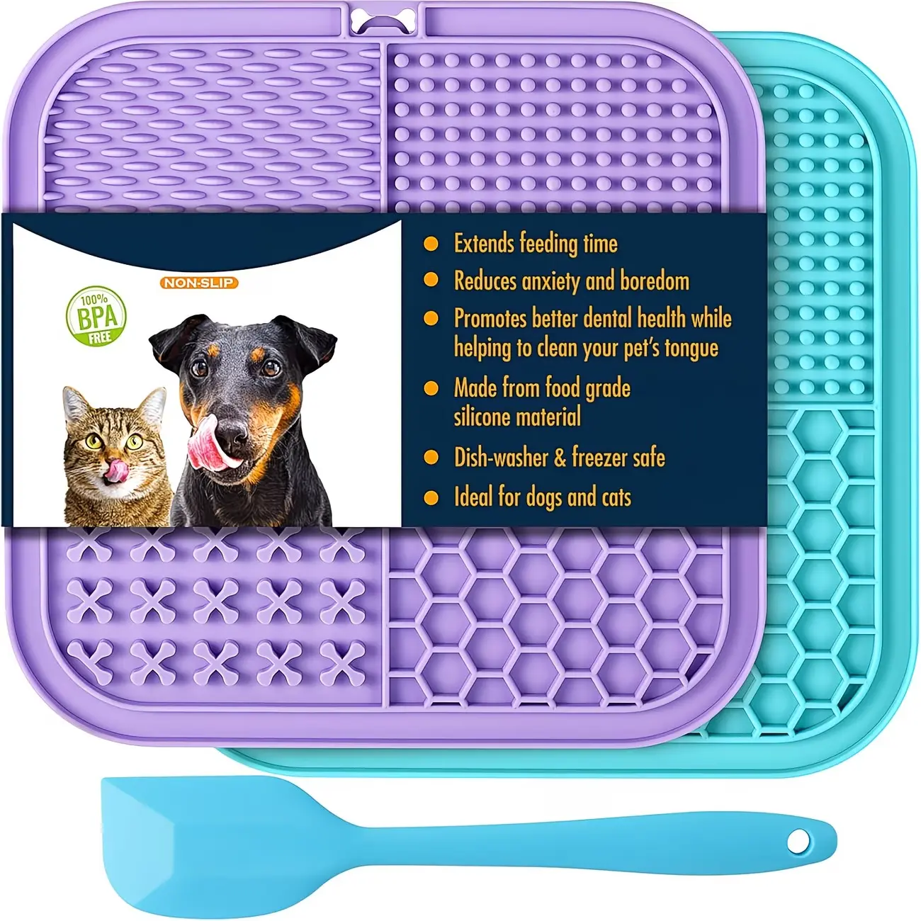 Licking Mats for Dogs And Cats, Suction-cup Dog Licking Mat, Keep Their Busy Dogs Entertained, Reduce Boredom with Peanut Butter Licking Pad, Perfect for Bathing