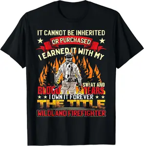 Cotton Graphic Tees Streetwear Wildland Firefighter Gear Unisex-Adults Black Wildland Firefighter T-Shirt