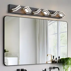 40" Modern 6-Light LED Vanity Light - Sleek Bathroom Wall Fixture, Iron & Acrylic, Dimmable & Energy-Efficient, Ideal for Mirror Lighting On-Site