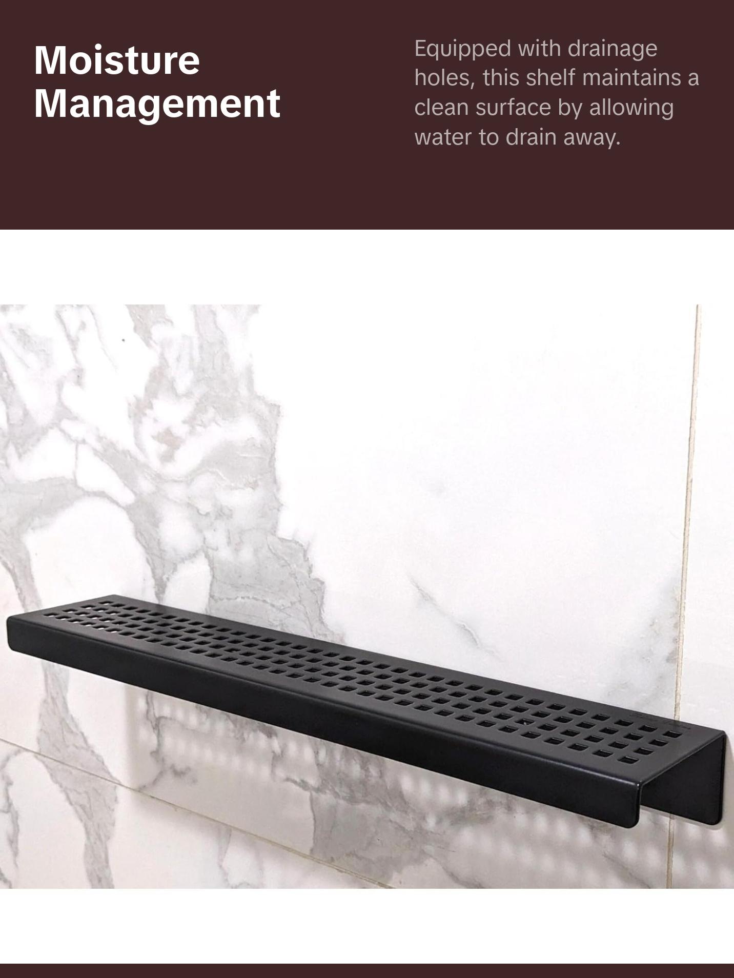 12 Inch Matte White Stainless Steel Wall-Mounted Shower Shelf