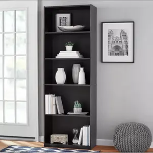 MAINSTAYS - 71" Tall Adjustable Framed 5-Shelf Wood Bookcase Storage Shelving Wide Bookshelf