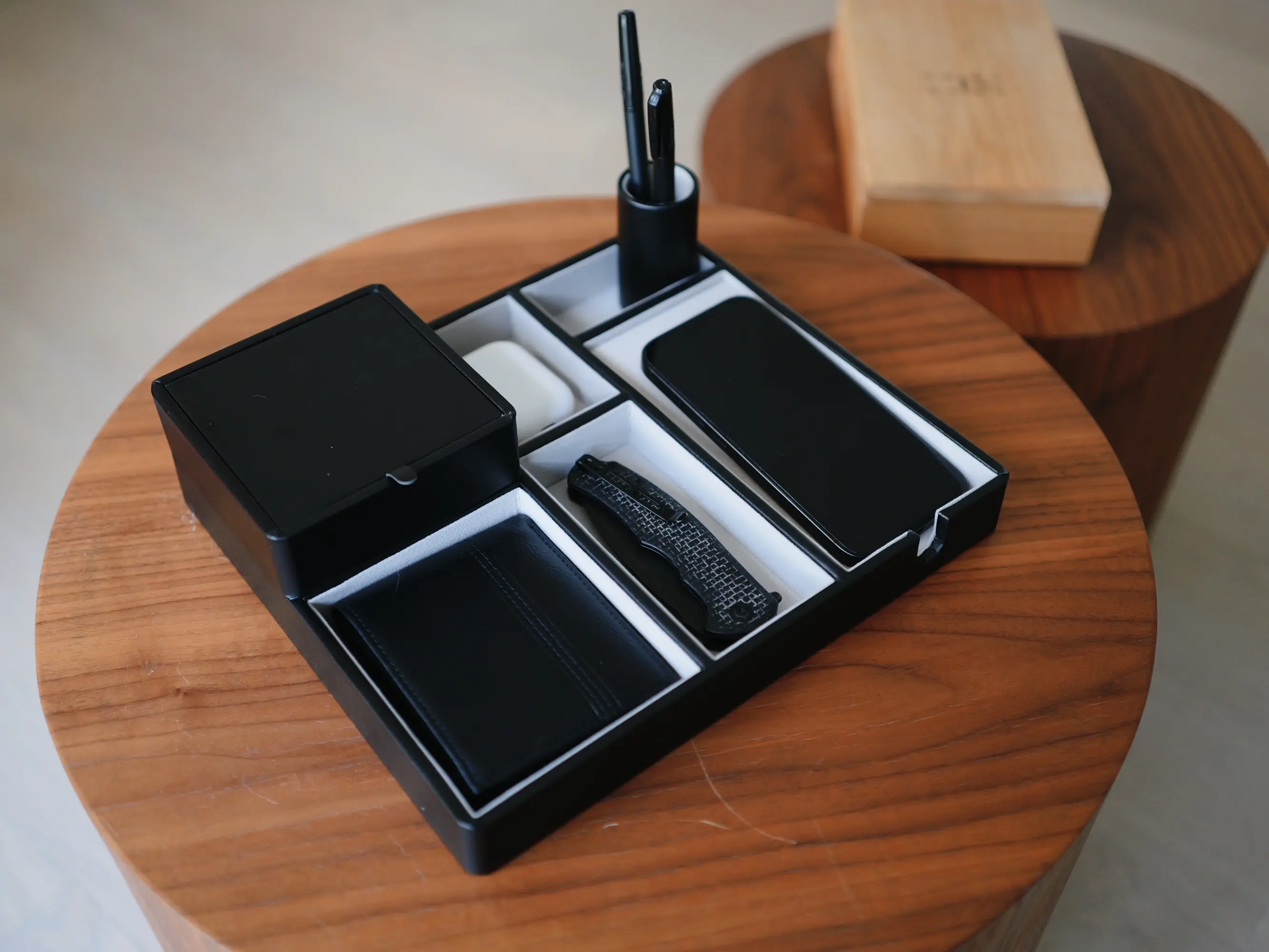 KeySafe Organizer Nightstand with RFID Signal Blocking Key Box for Secure Storage and Clutter-Free Essentials