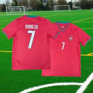 2526 Portugal  Away Red No. 7 CR7 Short Sleeve Jersey Soccer Jerseys