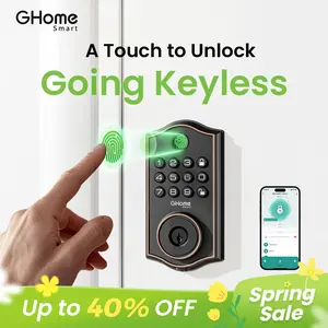 GHome Smart Fingerprint Door Lock, 4-in-1 Keyless Entry Deadbolt, App-Assisted Control, 6-Month Battery Life  KD30