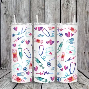 Functional and Stylish Nurse 20oz Tumbler with Lid and Straw - Perfect for On-the-Go Drinkware