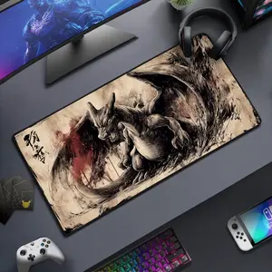 [ SALE UP 45% ] Charizard Ink Brush XL Gaming Desk Mat | Premium Aesthetic Desk Pad | Extended Mouse Pad for Setup & Office