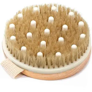 Dry Brushing Body Brush for Lymphatic Drainage & Cellulite - Natural Brustles for Wet and Dry Brushing, Body Exfoliating Brush with Massage Nodes for Soft & Smooth Skin