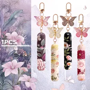 Portable Perfume Spray Bottle with Butterfly Pendant, 0.17 Oz Refillable Scent Dispenser for Women, Travel Essential Cosmetic Makeup Accessory