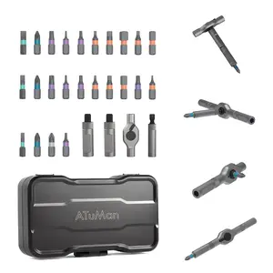 24 in 1 Ratchet Screwdriver Set with Detachable Handle, S2 Alloy Steel Precision Bits, Magnetic Ratcheting Screwdriver with Case for Bicycle, Computer, Electronics Repair, Ideal for Home, DIY