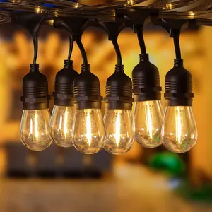 LEONLITE LED Outdoor String Lights 48FT - 24 E26 Bulb Sockets UL Plug