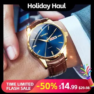 SKMEI is a watch with week calendar function, 3ATM waterproof business white-collar watch, graduation gift for boys, formal suit watch Casual Round Dial