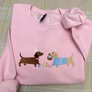 Dachshund Easter sweatshirt embroidered sweatshirt Easter doggie cute spring dog embroidered sweatshirt