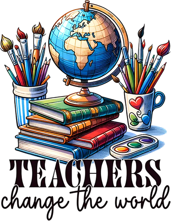 DTF Transfer – CG Teachers Change the World Multi Sizes