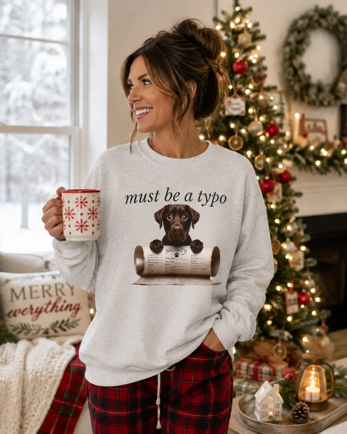 Chocolate Lab Christmas Shirt, Funny Dog Holiday Sweatshirt, Naughty List Shirt, Dog Lover Gift, Cozy Winter Apparel