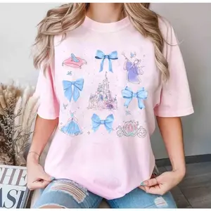 Cinderellaaa Watercolor Coquette Bow Shirts, Ccinderellaa Princess Shirt, Bibbidi Bobbidi Boo, Magic Kingdom Family Trip 2024