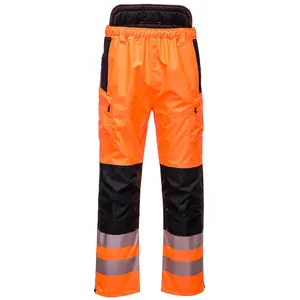 Portwest PW342 Men's PW3 Hi Vis Waterproof Safety Rain Pants, Lightweight and Flexible Workwear