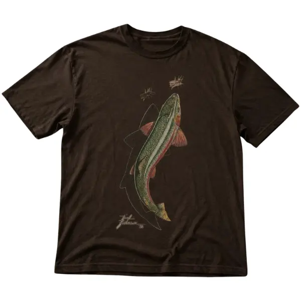 Trout Fish Graphic Tee Dark Chocolate Unisex Gildan, Y2k T-shirt, Gifts For Him, Gifts For Her, Vintage Graphic Tee, Unisex Vintage Graphic Tees Gothic Grunge Y2k Emo Scene Amity Affliction Style Clothes Men Women Streetwear