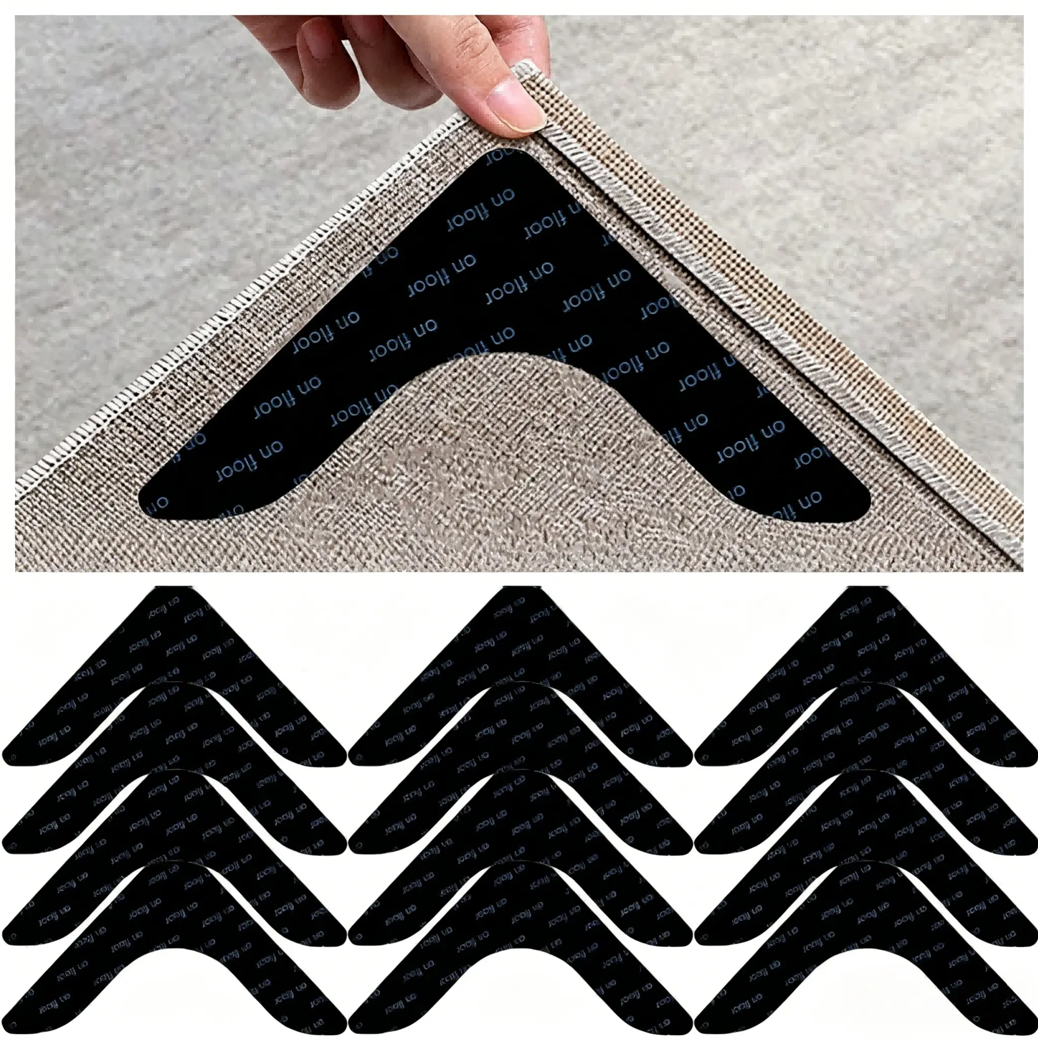 Rug Pad Gripper Non Slip Rug Pads for Hardwood Floors Tiles Area Rugs,Washable Reusable Carpet Grippers Rug Tape Stickers Holder (L-Shape)