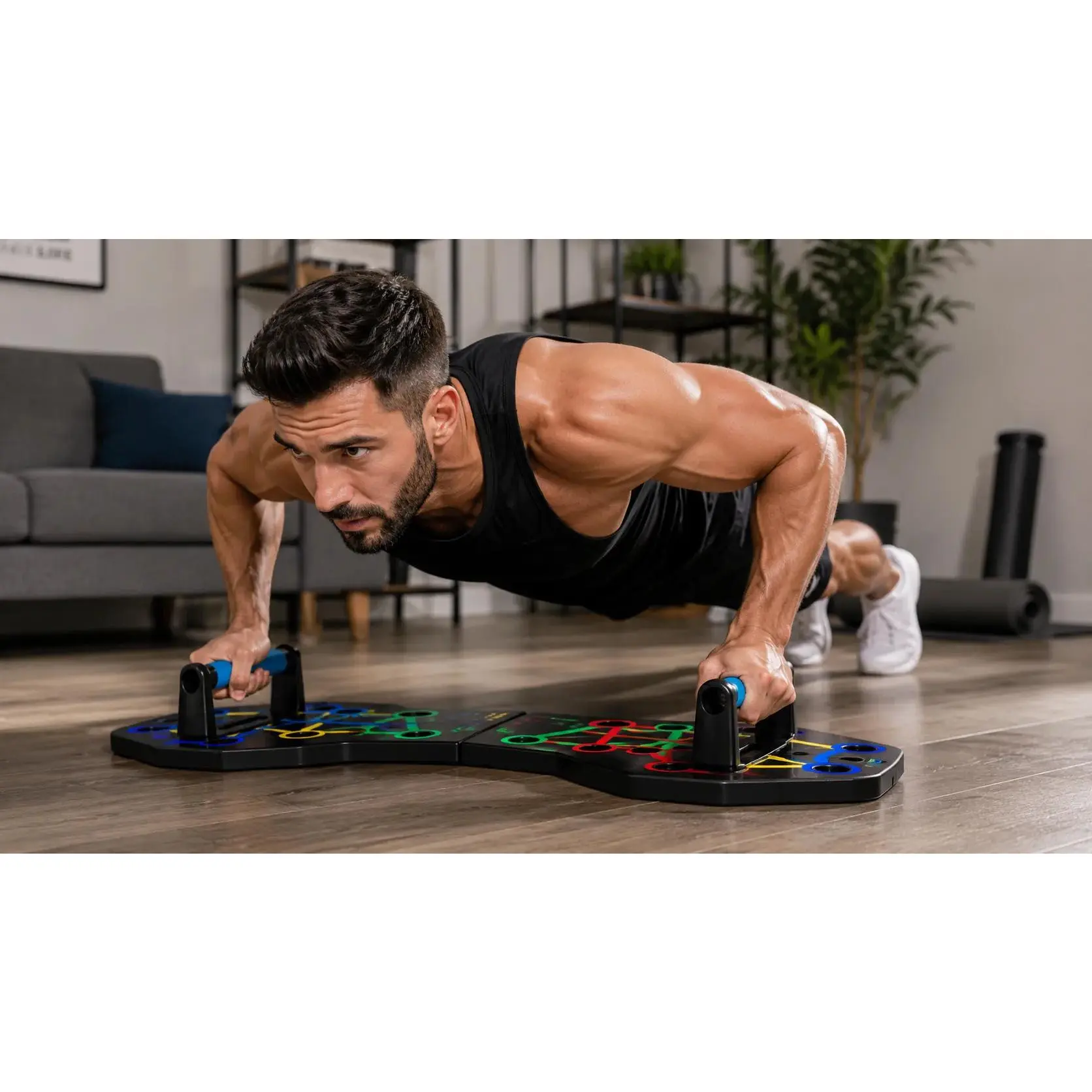 Push Up Board, 28-in-1 Foldable Color-Coded System, Heavy-Duty Multifunctional Fitness Equipment with 300lbs Capacity for Home Gym Strength Training, Home Workout Equipment