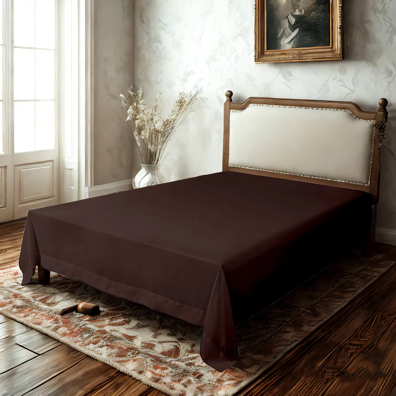 Microfiber Flat Sheet, Ultra-Soft and Durable, Wrinkle, Fade, Stain Resistant Top Sheet, Coffee‎