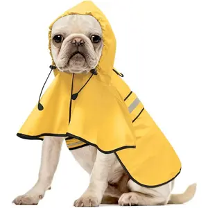 Reflective  Raincoat - Adjustable  Raincoat for Dogs, Lightweight  Hooded Slicker Rain Coat Poncho for Small to X- Large Dogs(Yellow, Medium)