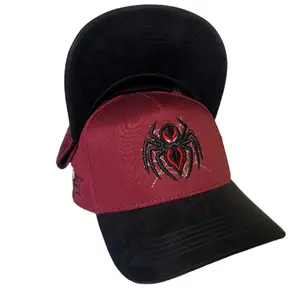 Spider Logo Baseball Cap - Red & Black Adjustable Hat for Men Women