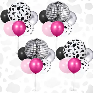 Disco Cowgirl Balloon Centerpiece Kit Set of 4 Western Table Decorations for Rodeo Theme Party