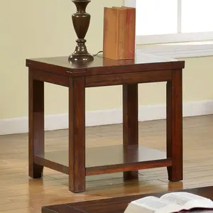 【GOOGREAT】End Table Dark Cherry Open Shelf Natural Wood Grain Design 1pc Table Living Room Furniture