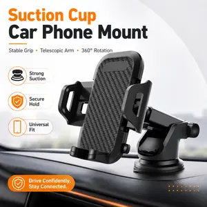 Car Phone Holder Strong Vacuum Suction Cup Mount for All Smartphones & Vehicles Foldable Design Works on Dashboard Gym & Bathroom Mirrors