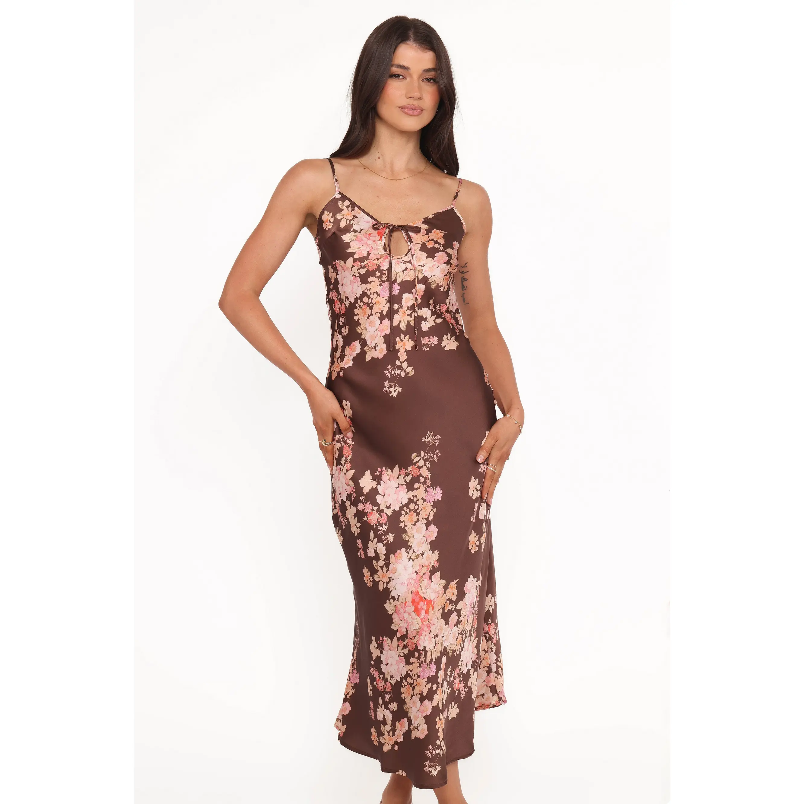 Jamila Midi Dress - Brown Floral - TikTok Shop