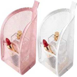 2PCS Standing Toiletry Bag Foldable Clear Hanging Travel Cosmetic Bag Large Capacity Waterproof EVA Organizer for Toothbrush & Toiletries