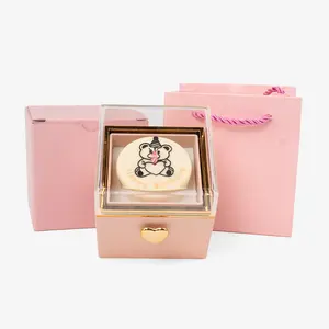 【Rings are given away at random】Mother’s Day Gift – Mountova Pink Cake Pop-Up Jewelry Box, Automatic Flip Surprise, Romantic Birthday & Anniversary Gift for Mom, Girlfriend