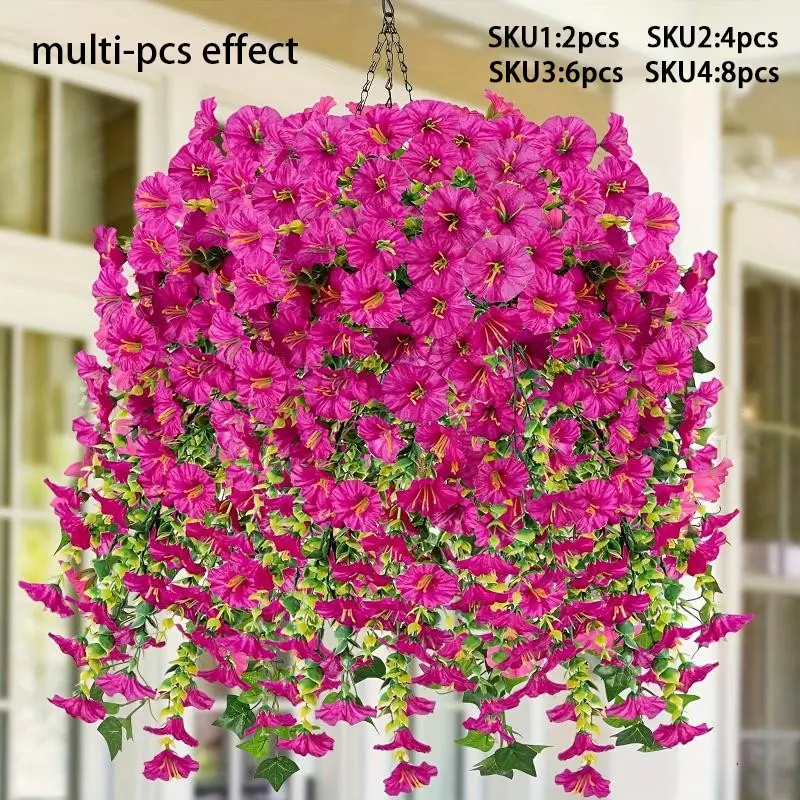 Artificial hanging flowers UV-resistant realistic fabric eucalyptus, for outdoor and indoor home office garden decoration, wedding, Valentine's Day, Mother's Day, Christmas, Halloween, Thanksgiving Faux Eucalyptus Flowers Fake Hanging Plants