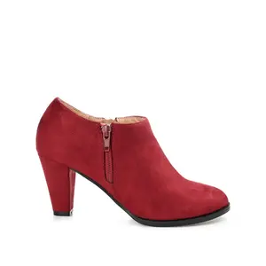 SANZI ZIP-UP BOOTIES IN FAUX SUEDE - Wine