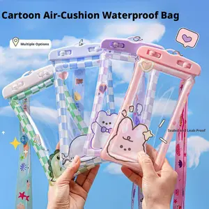 Outdoor diving waterproof airbag bag with cartoon lanyard, waterproof phone bag for beach diving, splashing water, drifting, and swimming, for phones