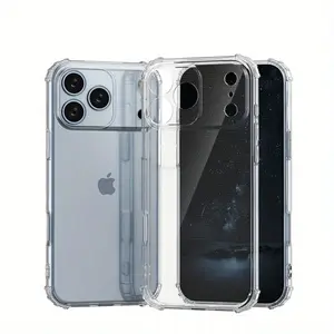Transparent 4-corner protective case for mobile phones Accessories. Compatible with iPhone 17 Air, 16E and 17/16/15/14/13/12/11 Pro/Plus/Pro, made of soft TPU material.