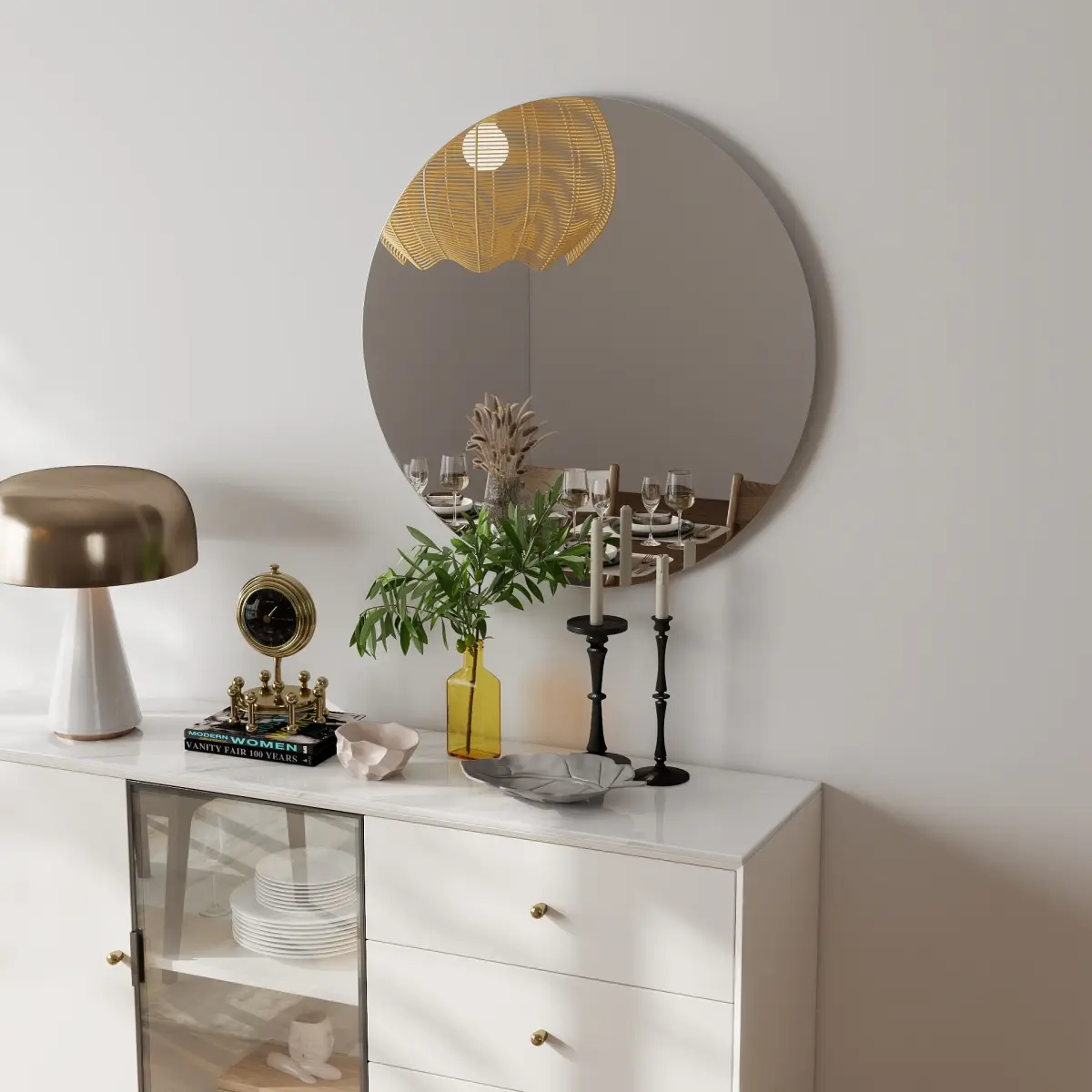 80cm Large Diameter Wall Mirror, Round Bathroom Mirror with Effortless Wall-Mount Setup, Suitable for Bathroom Bedroom to Elevate Space Perception