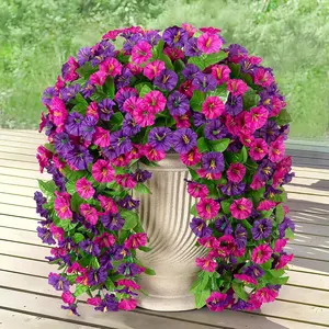 2/4/8 packs Artificial Flowers for Qutdoor Decoration,FauxDaisyFlowers for Fall Decor,Realistic Eucalyptus LeavesSilk MumsFake Plants for Garden Pot,FrontPorch,Courtyard,Patio,Lawn