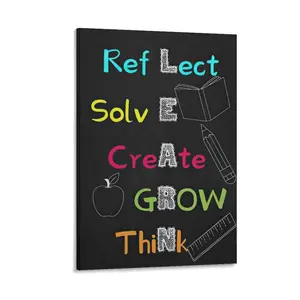 Reflect Solve Create Grow Think Inspirational Poster Poster Canvas Wall Art For Bedroom Decor Bar Office Room Decor Gift