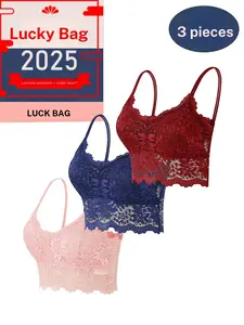 3-Pack or 6-Pack Sunflower Silk Women's Tank Tops, Breathable Lingerie, Comfortable Lace Sexy Shapewear, Slim-Fit High Support Bralettes