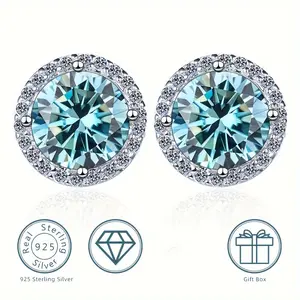 925 Sterling Silvery Earrings - Authentic Tancise - Full Moissanite 1ct - For Women - Shining Wedding Party - High-end Jewelry GEMS LADY