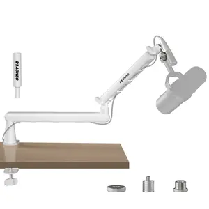 Aokeo AK-55 White Low Profile Adjustable Mic Boom Arm Stand gaming studio Microphone Arm for desk Suitable For Blue Yeti,Snowball iCE, HyperX QuadCast,SoloCast,Elgato Wave,Etc