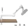 Aokeo AK-55 White Aluminum Alloy Low Profile Swivel Adjustable Durable Mic Boom Arm Stand - Low Center for Steady Mic, Cable Management, Includes Adapters (3/8"-to-5/8", 3/8" To 1/4""), 2kg Load Capacity, Streamer Setup PC Gaming Studio Desk Accessories