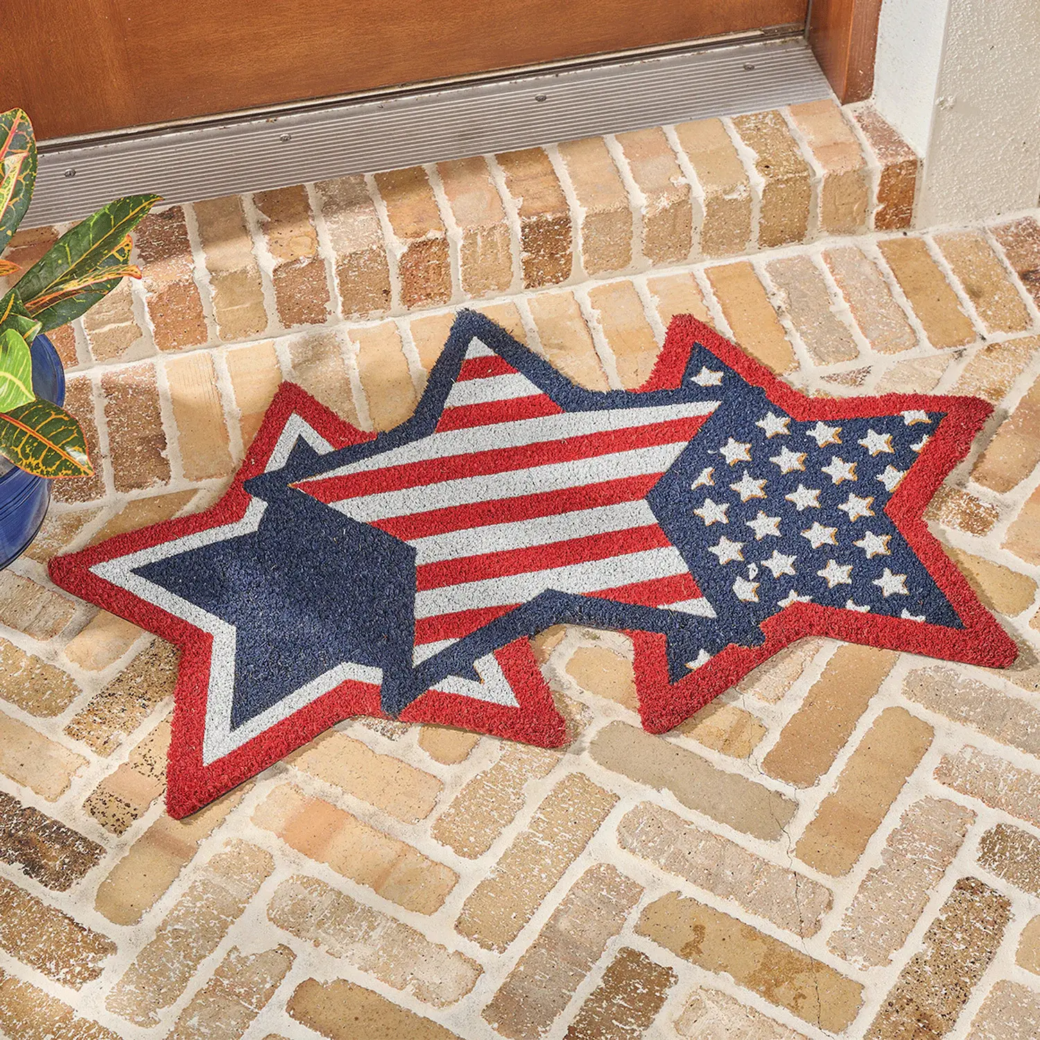 Star-Shaped Coir Area Rug, 22" x 36" Indoor/Outdoor Household Textile