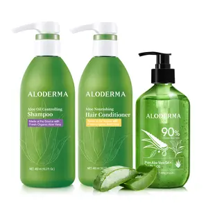 Aloderma Aloe Hair & Body Care Set: Oil Controlling Shampoo, Nourishing Conditioner, 300g Aloe Vera Gel+Tea Tree Oil