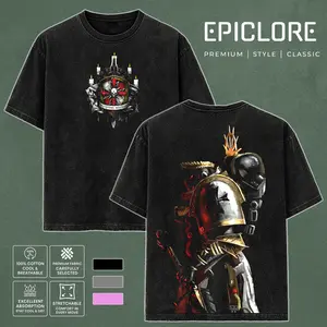 Warhammer 40K Emperor's Champion Vintage Soft Washed Tee Retro Oversized T-Shirts Inspired by Iconic Factions and Heroes, Premium Heavy Cotton, Perfect for Wargame Fans, Sci-Fi Lovers
