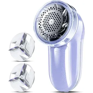 Pocket-Sized Fabric Shaver Lint Remover, Light Purple, Battery & AC Adapter Operated, for Clothes & Furniture, Pocket-Sized Lint Removers