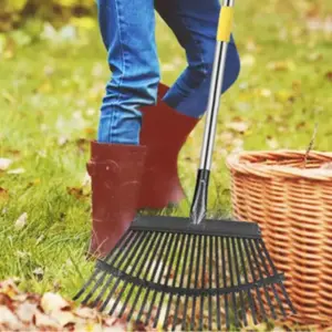 Multifunctional Metal Weed Removal Tool, Snow Shovel for Lawn Edges, Durable Polyester, Ergonomic Design, Adjustable Handle, 25 Teeth Rake, Garden Supplies