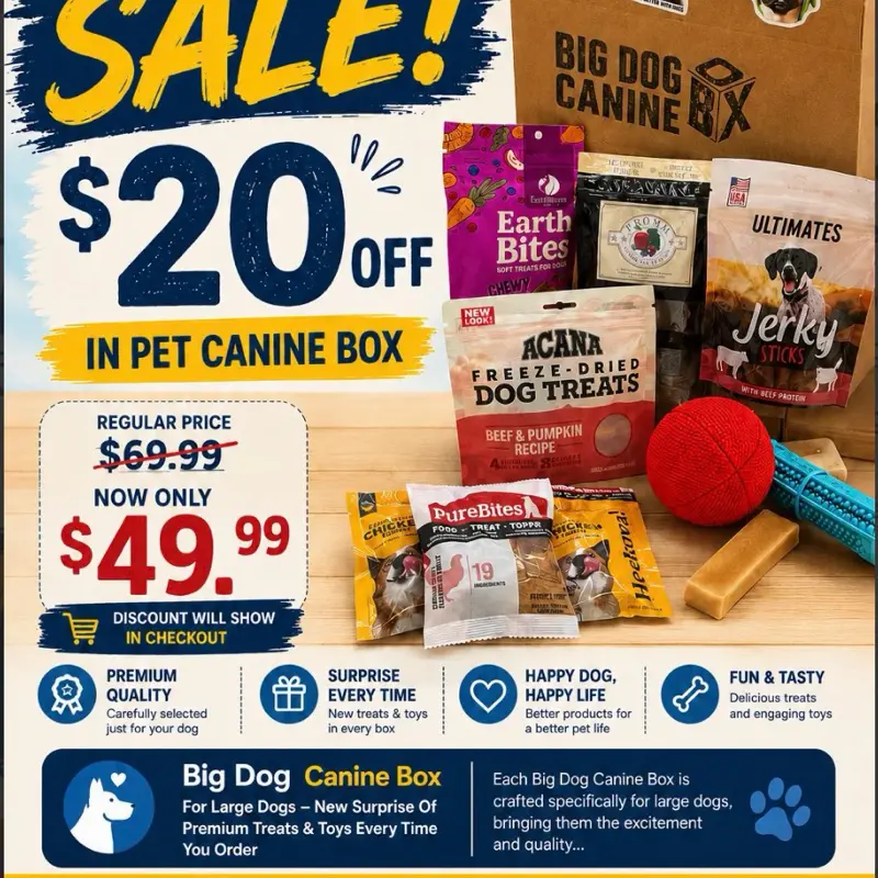 Big Dog Canine Box for Large Dogs – New Surprise of Premium Treats & Toys Every Time You Order